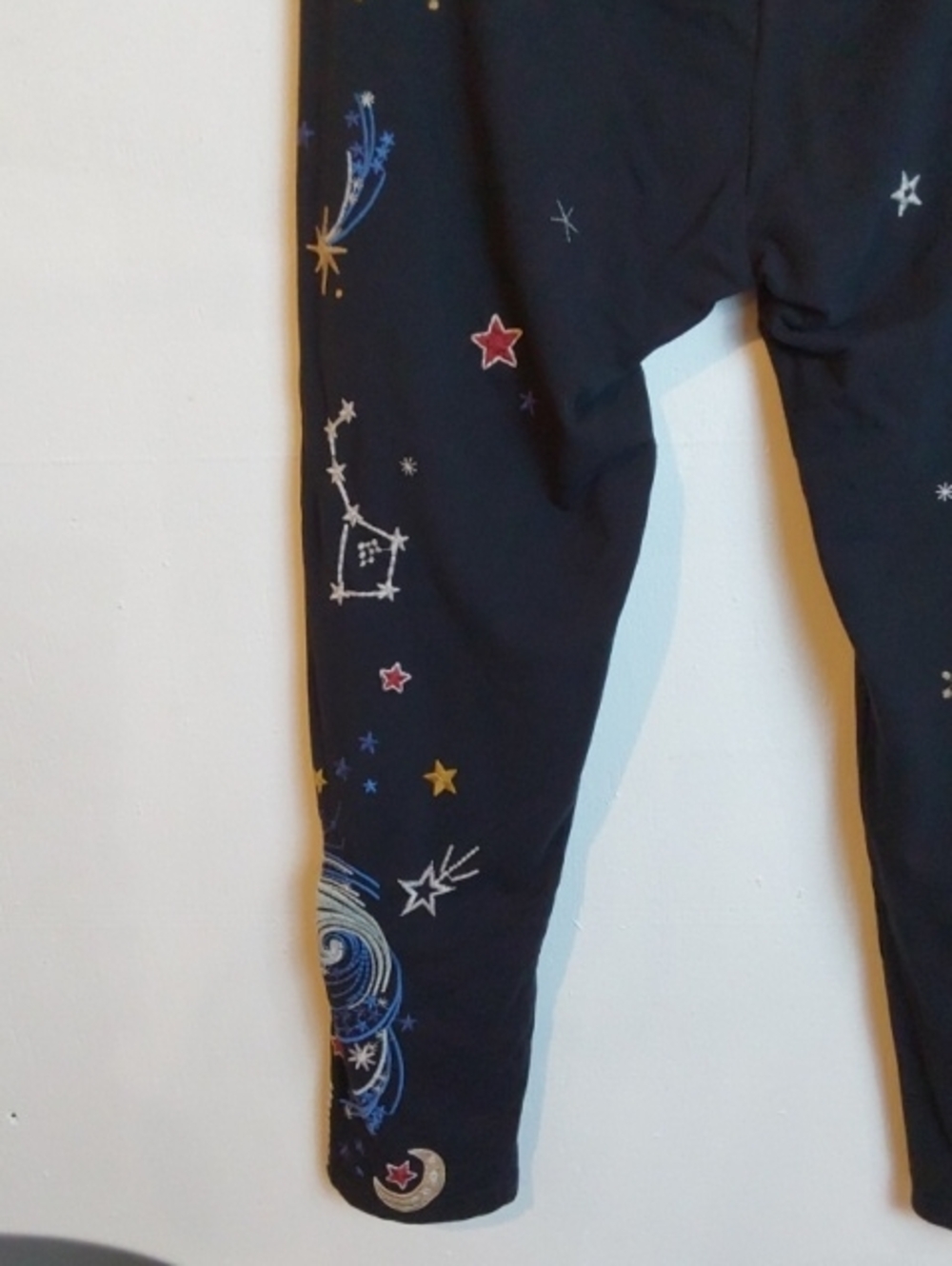 Johnny Was| Celestial Embroidered Black Leggings Multi Color Moon Star Boho XL - Picture 8 of 10